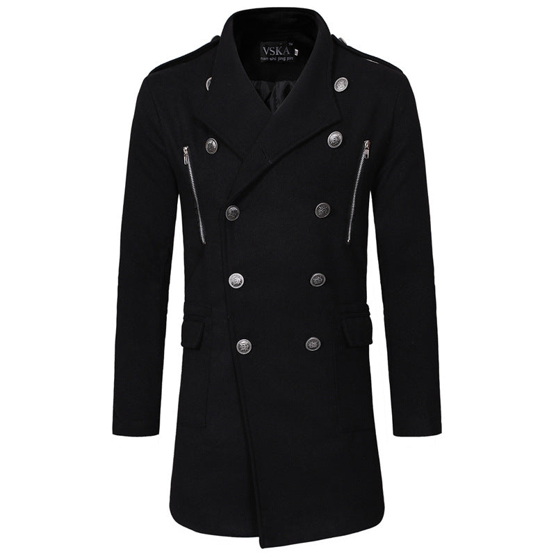Men's Casual Slim-fit Mid-length Woolen Trench Coat