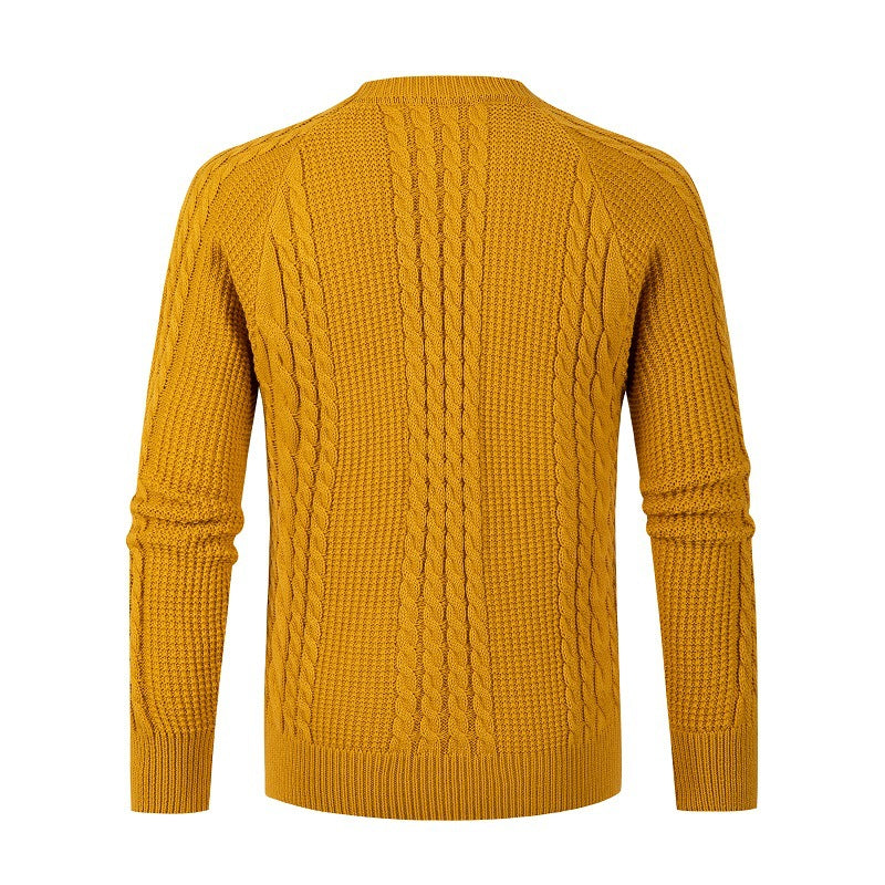 Men's Solid Color Fried Dough Twist Knitwear Pullover sweater