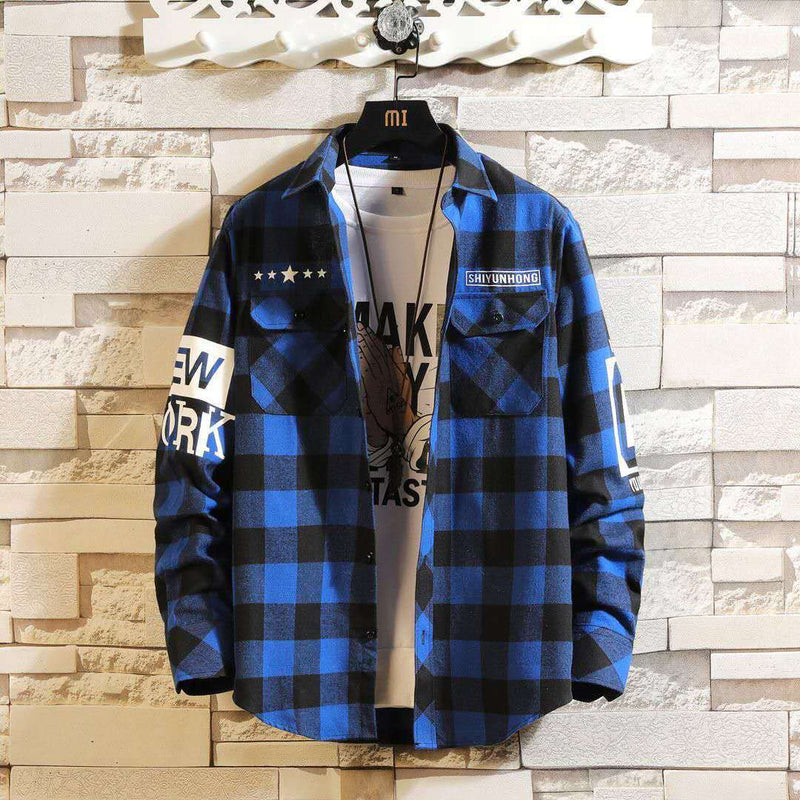 Men Casual  Slim Fit Plaid Shirt