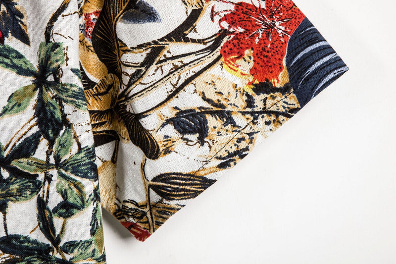Summer Slim shirt contrast color printing shirt men