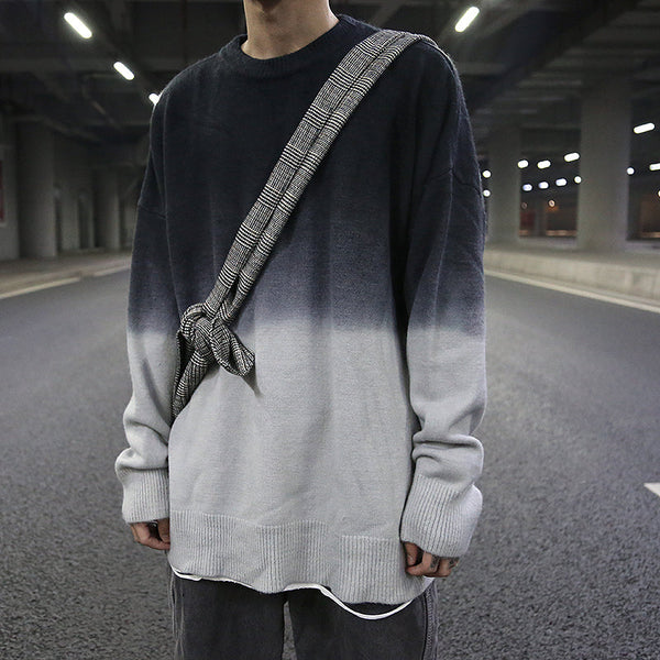 Tie-dye gradient loose sweater
