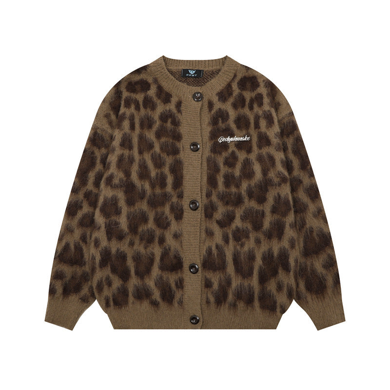 Retro Personalized Leopard Print Knitted Sweater