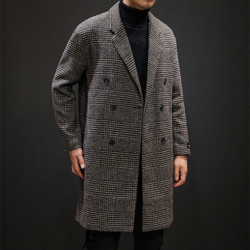 long plaid trench coat