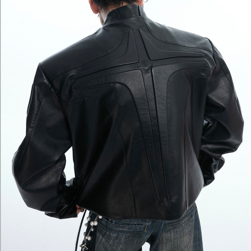 Three-dimensional Relief Deconstruction Stand Collar Profile Jacket Coat