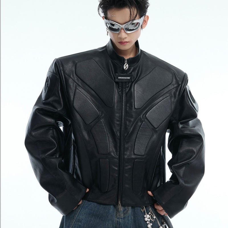Three-dimensional Relief Deconstruction Stand Collar Profile Jacket Coat