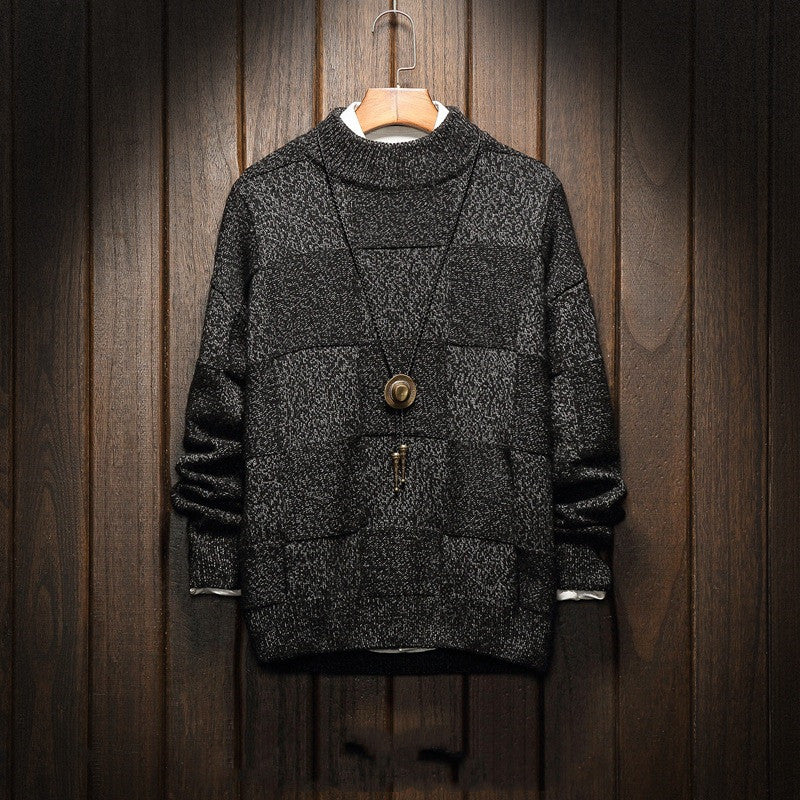 Half Turtleneck Checkered Sweater