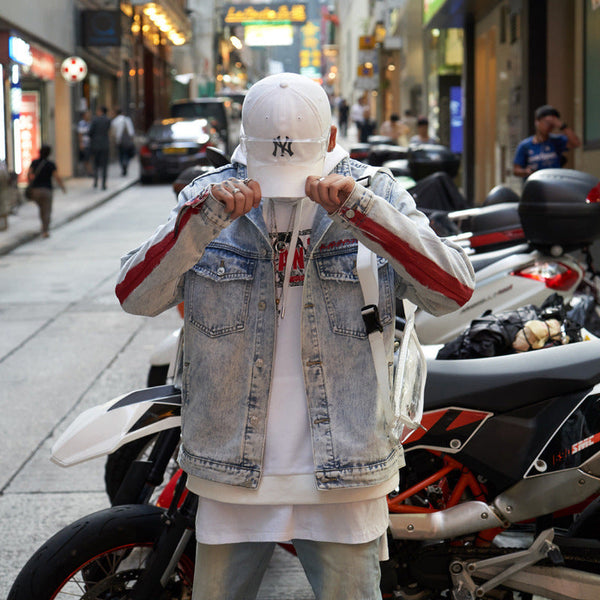Wash embroidered denim jacket