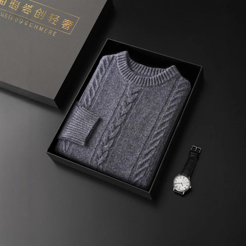 Men's Round Neck Thickened Warm Long Sleeves Sweater