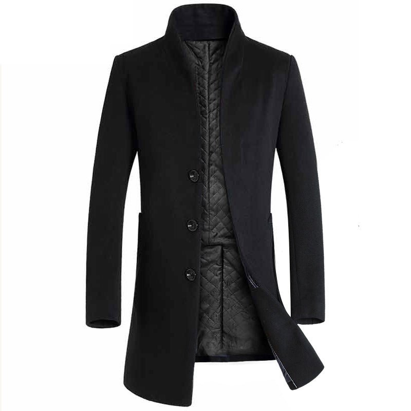 Men's mid-length slim trench coat