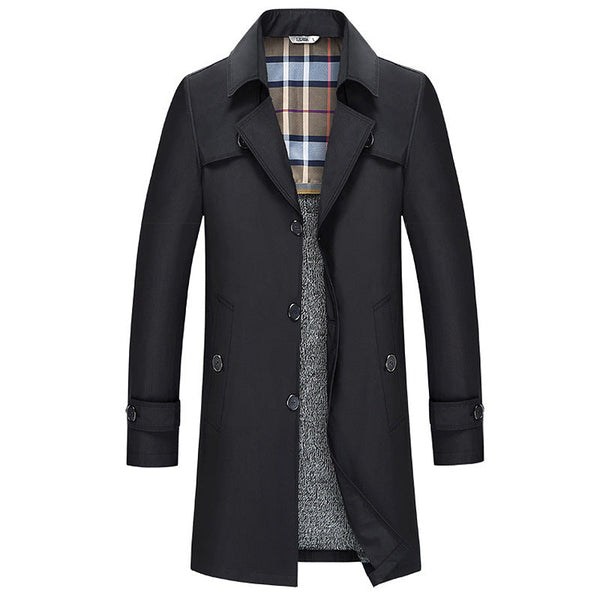 Plush long trench coat men