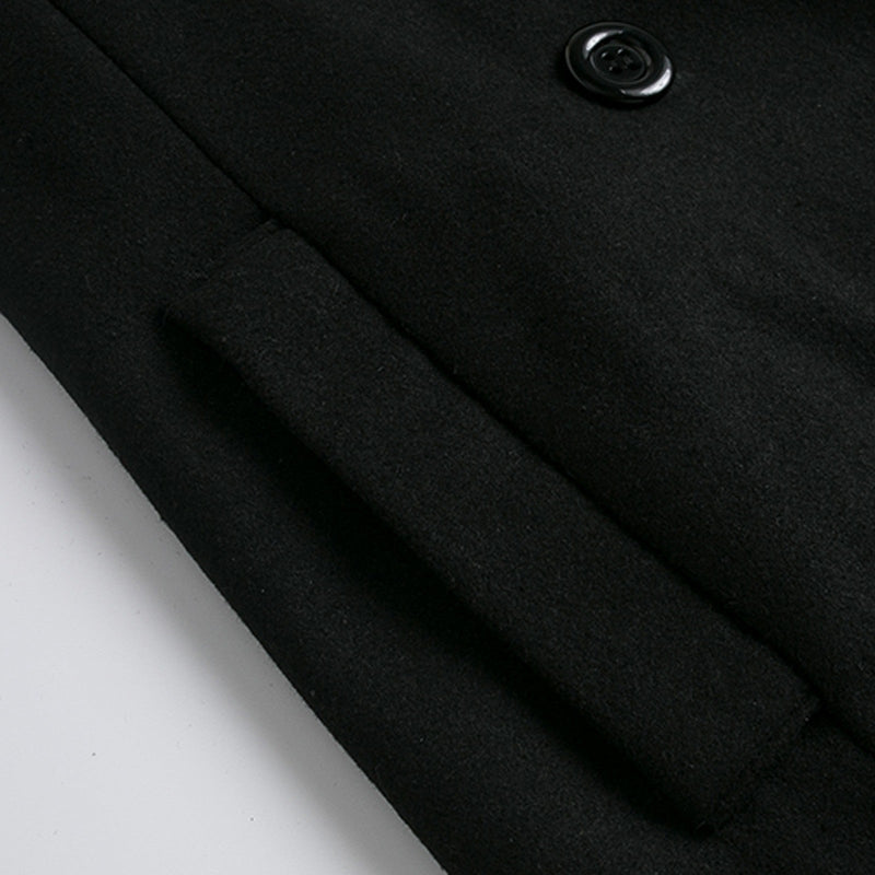Men's Mid-Length Woolen Padded Hooded Trench Coat