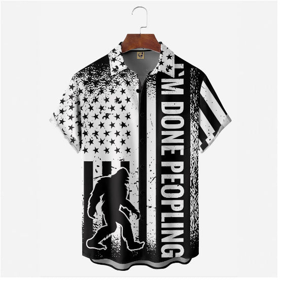 Creative 3D Digital Printing Stylish Loose Short Sleeve Shirt