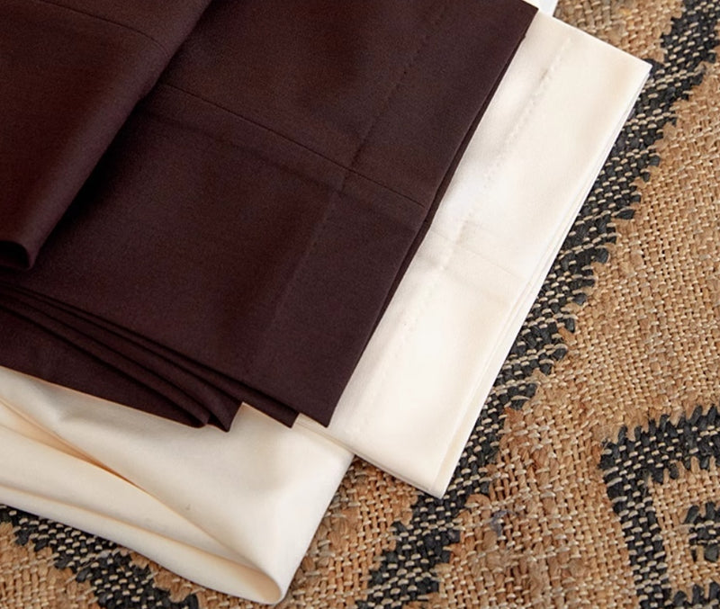 High Waist Baggy Straight Gentry Non-ironing Trousers