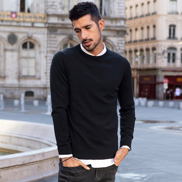 Men's Autumn Casual And Versatile Solid Color Pullover Sweater