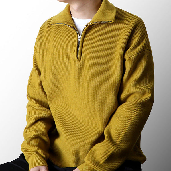 Half Zipped Stand Collar Sweater Men