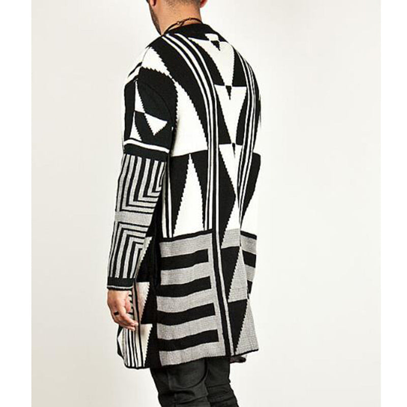 Sweater black and white men's coat