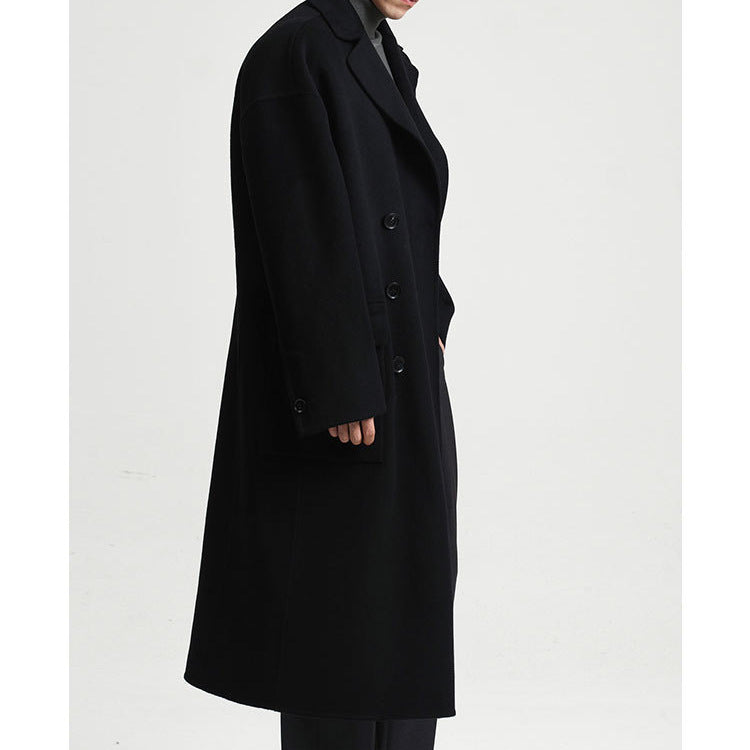 Long Double-faced Wool Overcoat Men