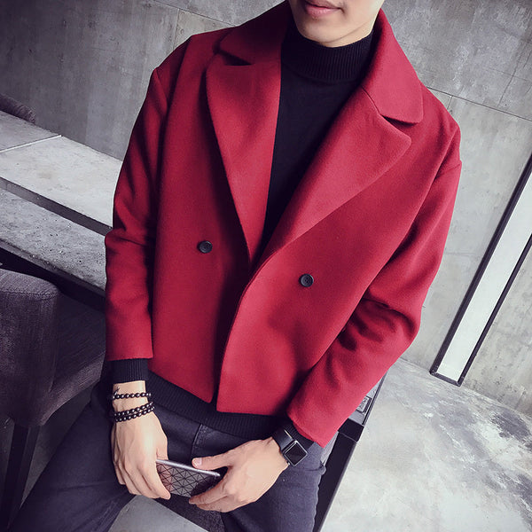 Stylish woolen coat with lapel jacket