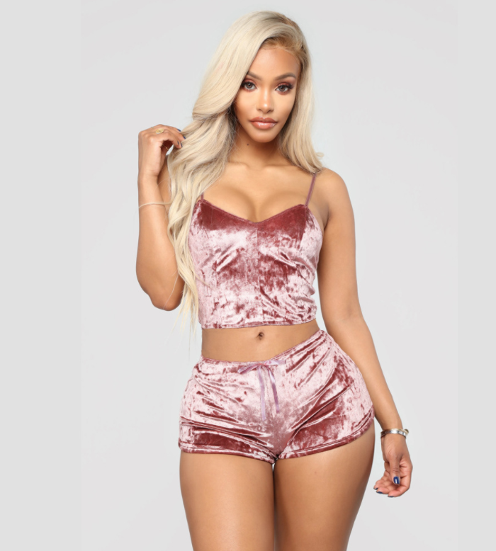 sexy lady Velvet Suspender Suit