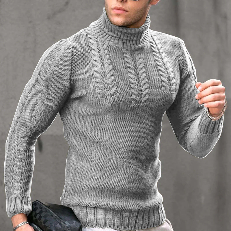Men's Turtleneck Twisted Long-sleeved Thermal Sweater