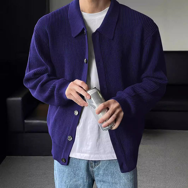 Solid Color Simple Men's Knitwear Cardigan Sweater Coat