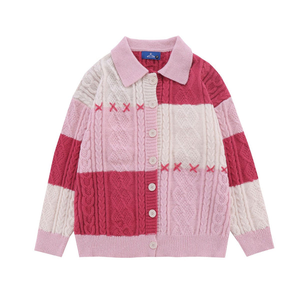 Loose Red Vintage Lazy Knit Cardigan For Men And Women