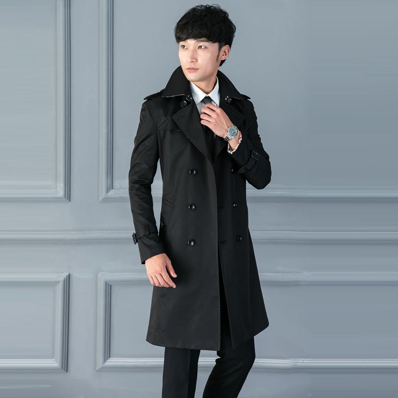 Long Double Breasted Spring And Autumn Slim Business Coat