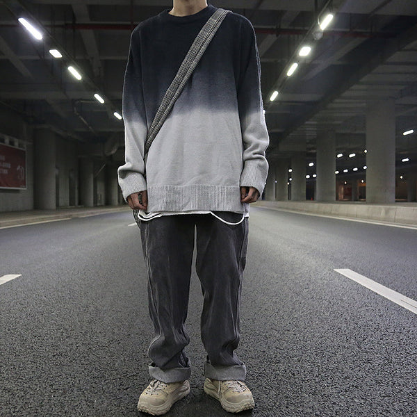 Tie-dye gradient loose sweater