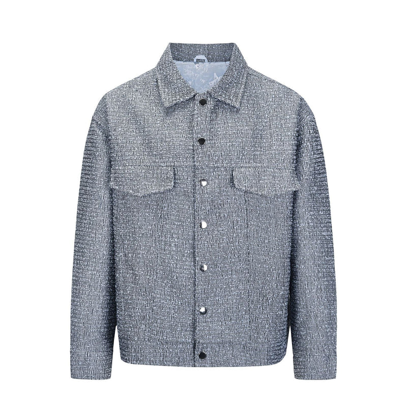 Fashion Tweed Woven Couple Casual Men's Jacket