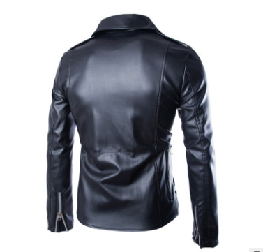 Lapel Slim-Fit Leather Jacket