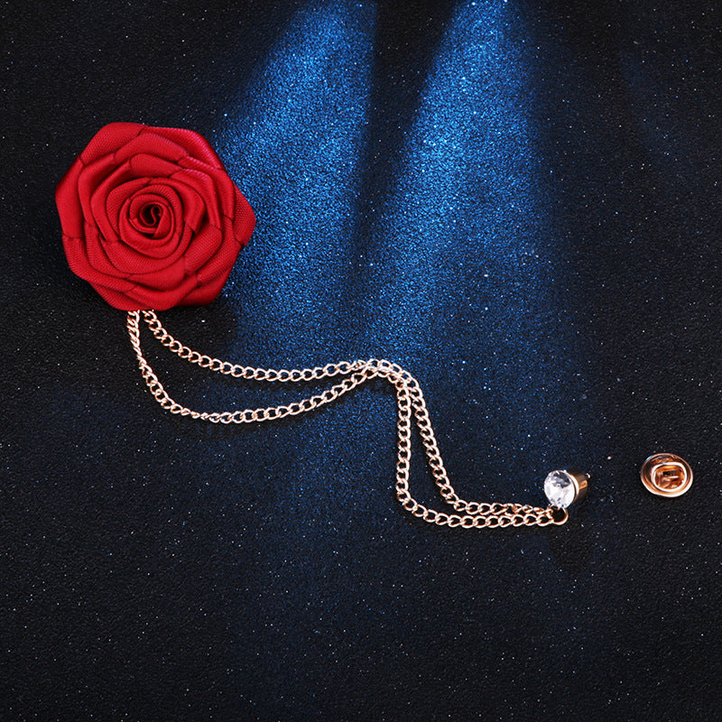 Handmade Rose Brooch Tassel for Suit