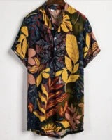 Summer Slim shirt contrast color printing shirt men