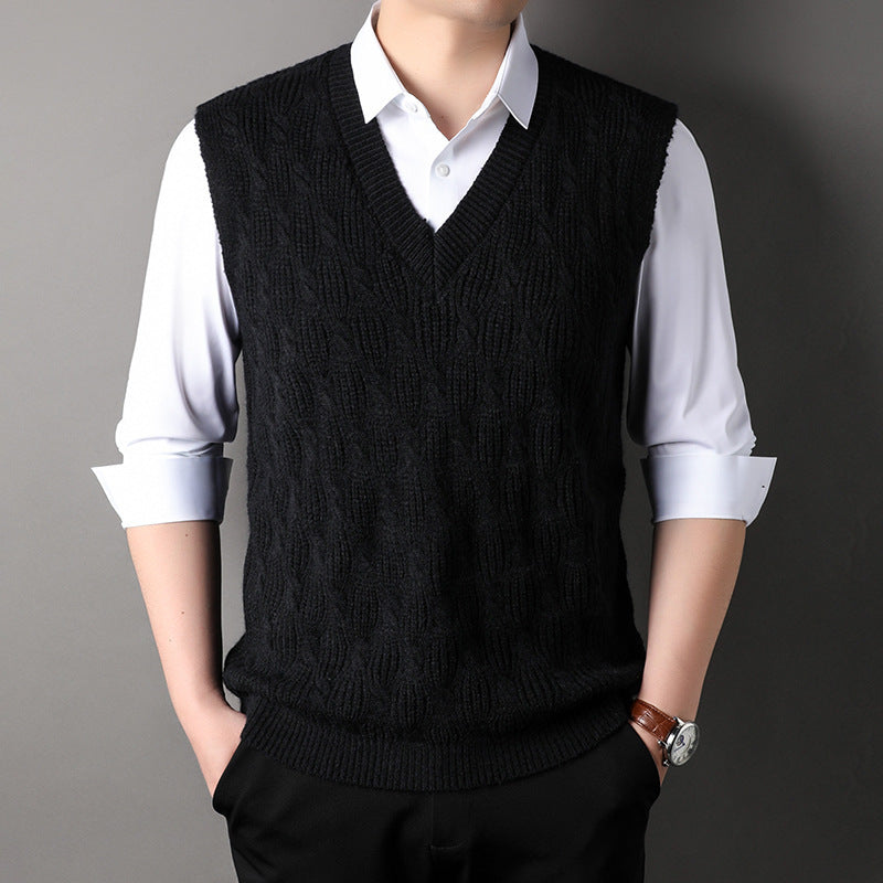 Men's Twisted Loose Middle-aged Knitted Dad Vest