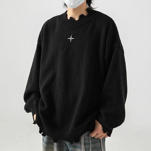 Irregular Raw Hem Sweater Men's And Women's