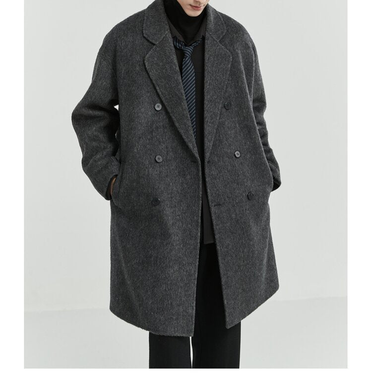 Double-sided Woolen Men's Mid-length trench coat