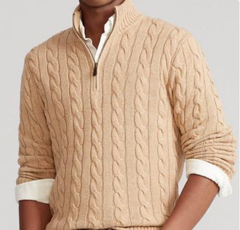Small Embroidered Half-height Zip Knitwear Business sweater