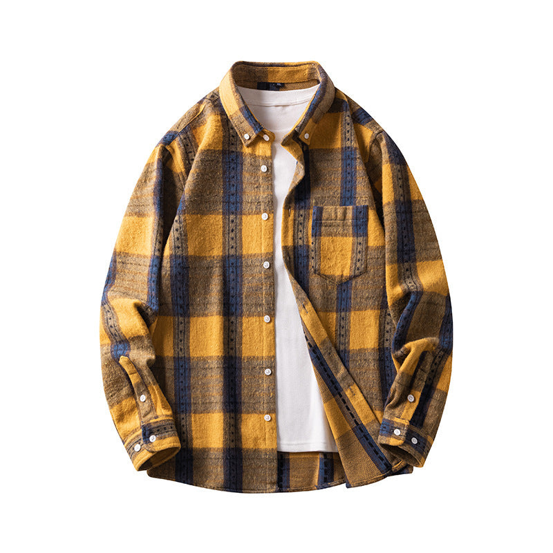Plaid Casual Thickened Flannel Shirt Men