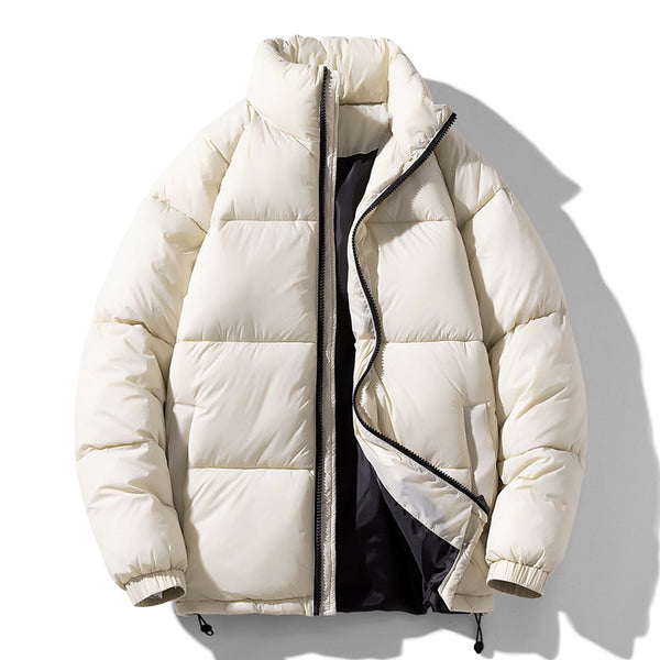 Pine Solid Color Stand Collar Winter Men's Cotton Jacket