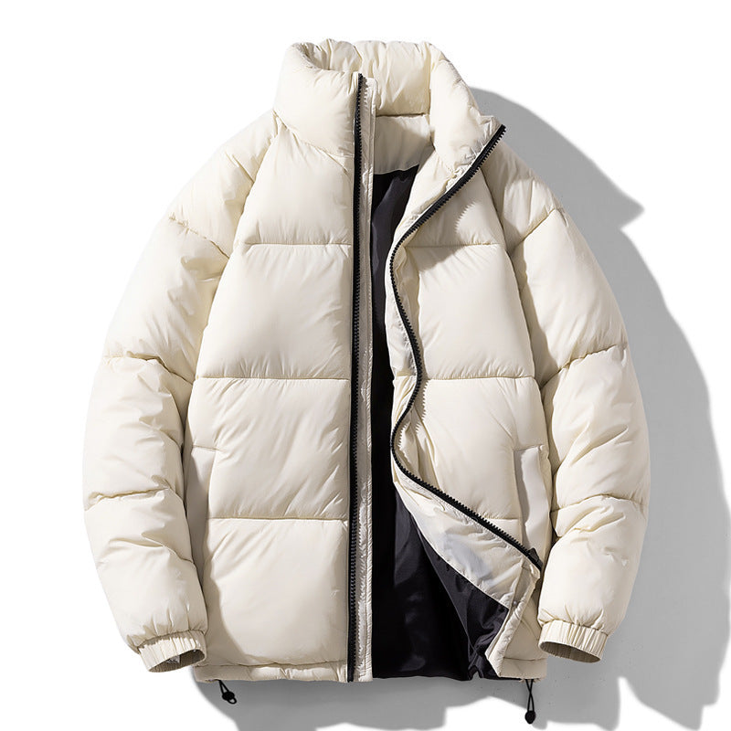 Pine Solid Color Stand Collar Winter Men's Cotton Jacket
