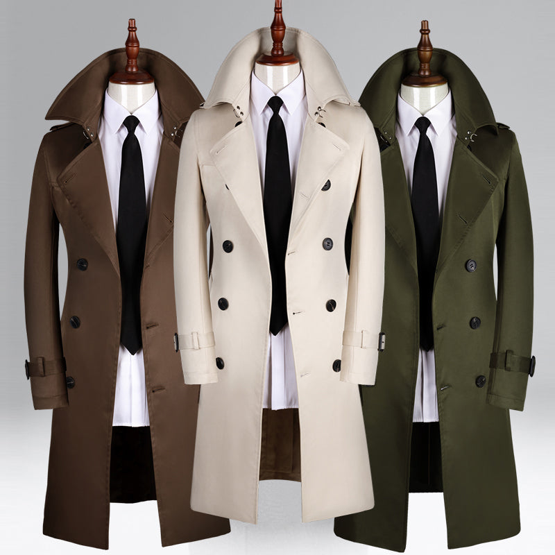 Long Double Breasted Spring And Autumn Slim Business Coat