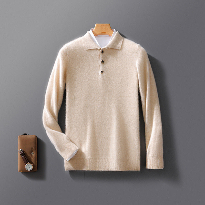 Men's Business Casual Polo Collar Knitted Sweater