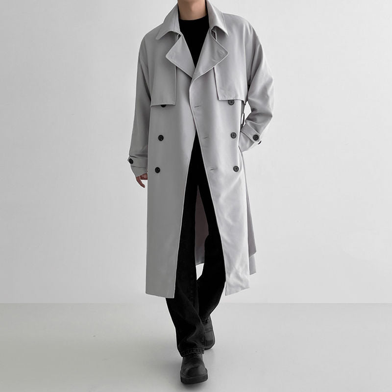 Men's Mid-length Loose Double-breasted Trench Coat