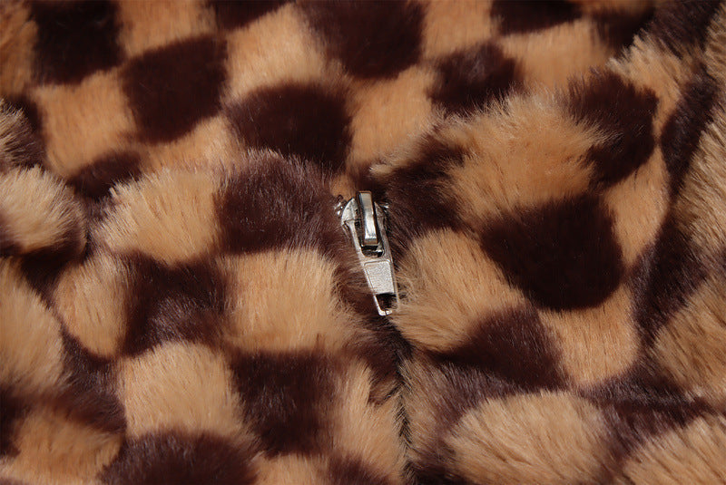Men's Checkerboard Lamb Plush Coat