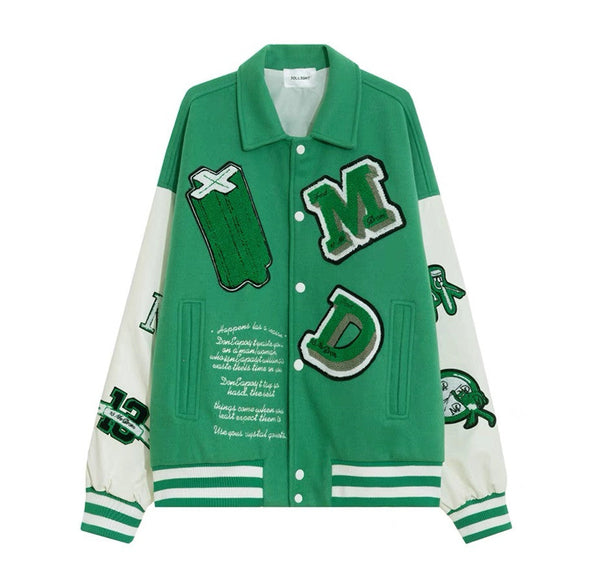 Embroidered Loose Casual Stitching Jacket