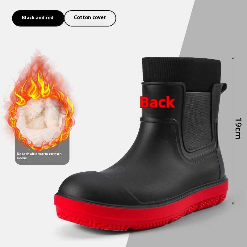 Men's Short Non-slip Waterproof Shoes Fleece-lined Platform boots