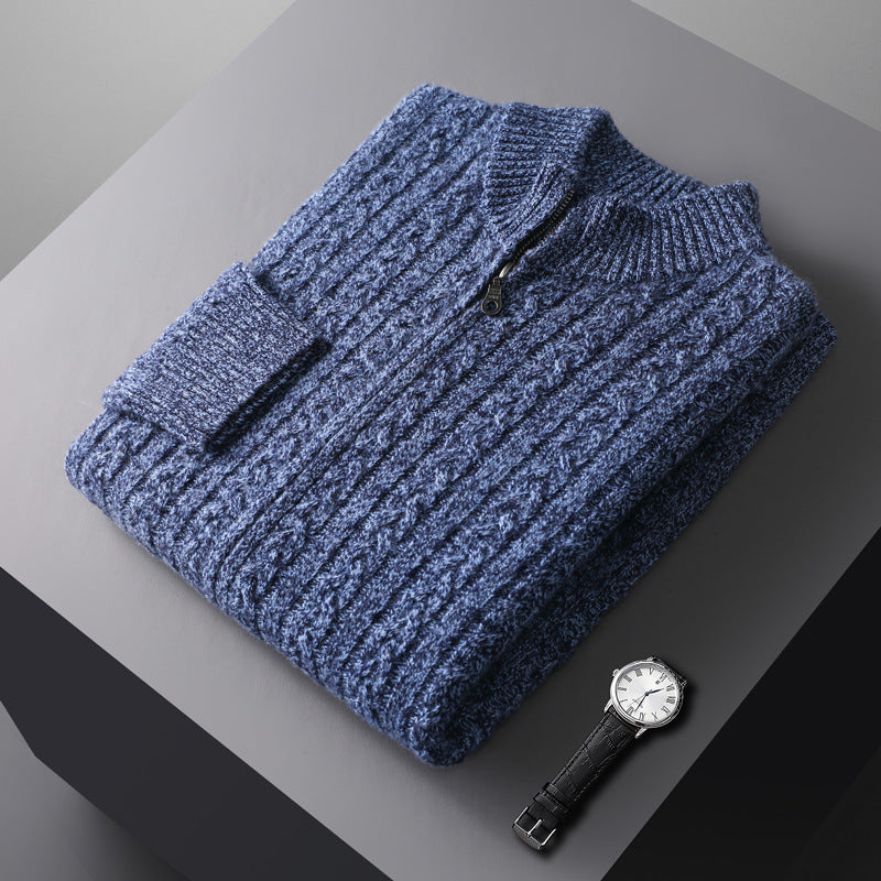 Men's Half-high Collar Zipper Sweater