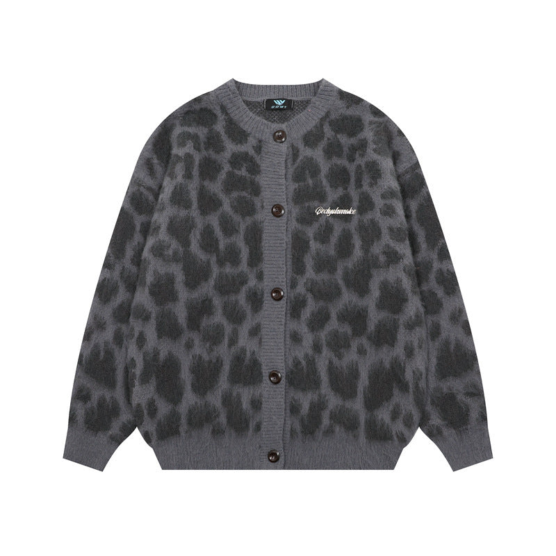 Retro Personalized Leopard Print Knitted Sweater