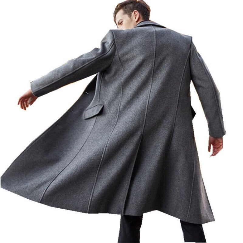 Men's Long Woolen trench Coat