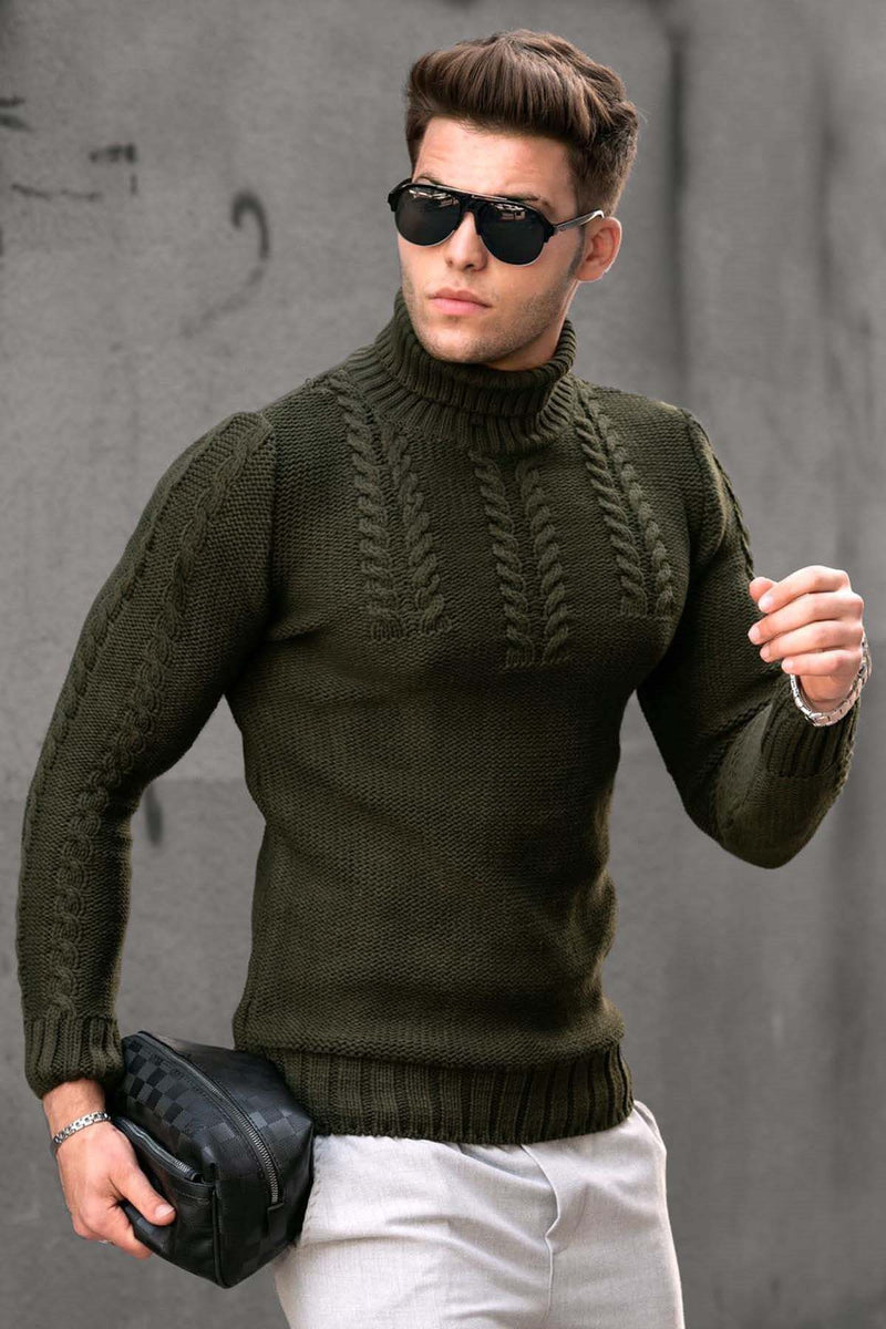 Men's Turtleneck Twisted Long-sleeved Thermal Sweater