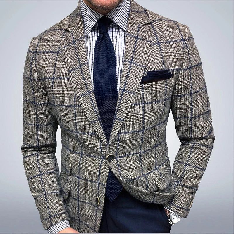 European and American Style Plaid Casual blazer Men